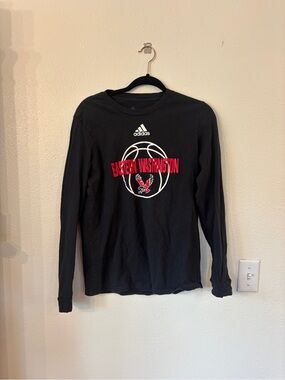 adidas Black Long Sleeve Eastern Washington Basketball Shirt